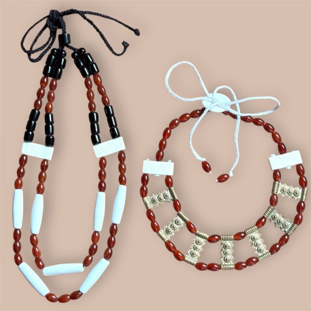 (Left) Male and (right) Female ‘Khensa Kaketshir Telungjem Maitsü Azük’ (Identity Necklace).